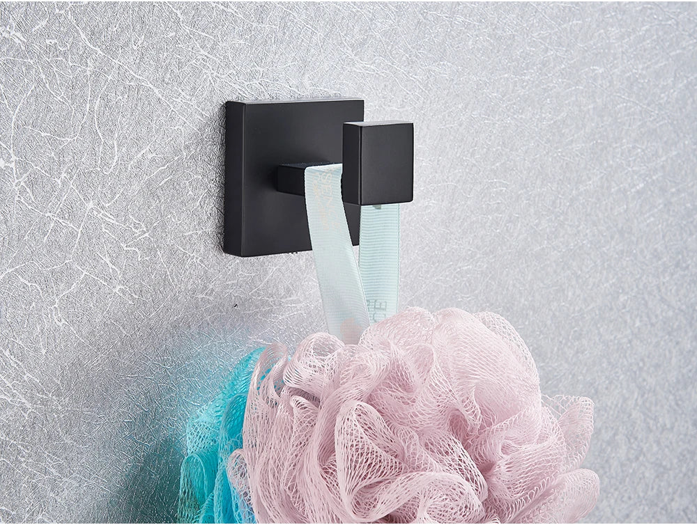 Bathroom Hardware Black Robe Hook Towel Rail Bar