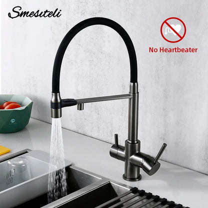Gunmetal Faucet Brass Ways Sink Mixer Black Hose