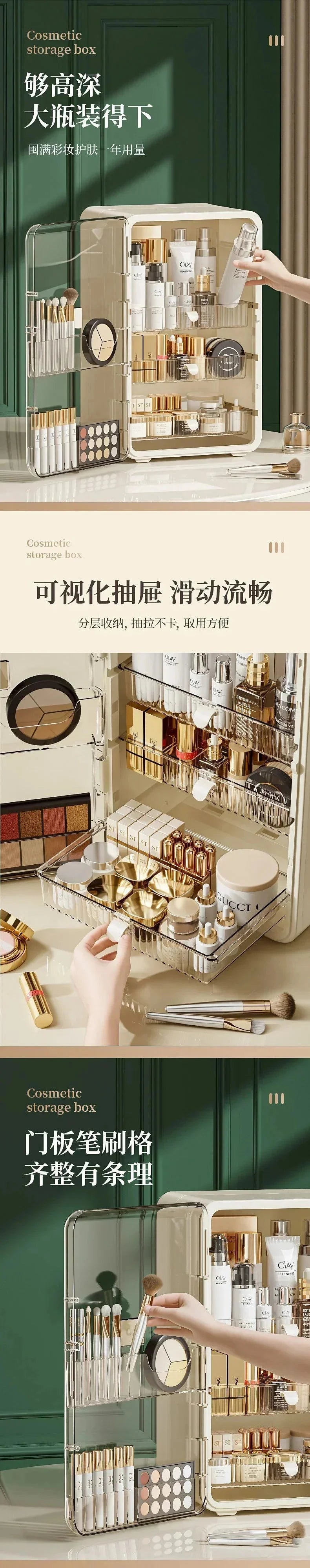 Large Clear Makeup Organizer Dustproof Design Cosmetic Storage