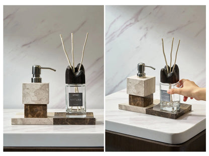 Nordic Color-Blocked Marble Lotion Bottle Aromatherapy Tray