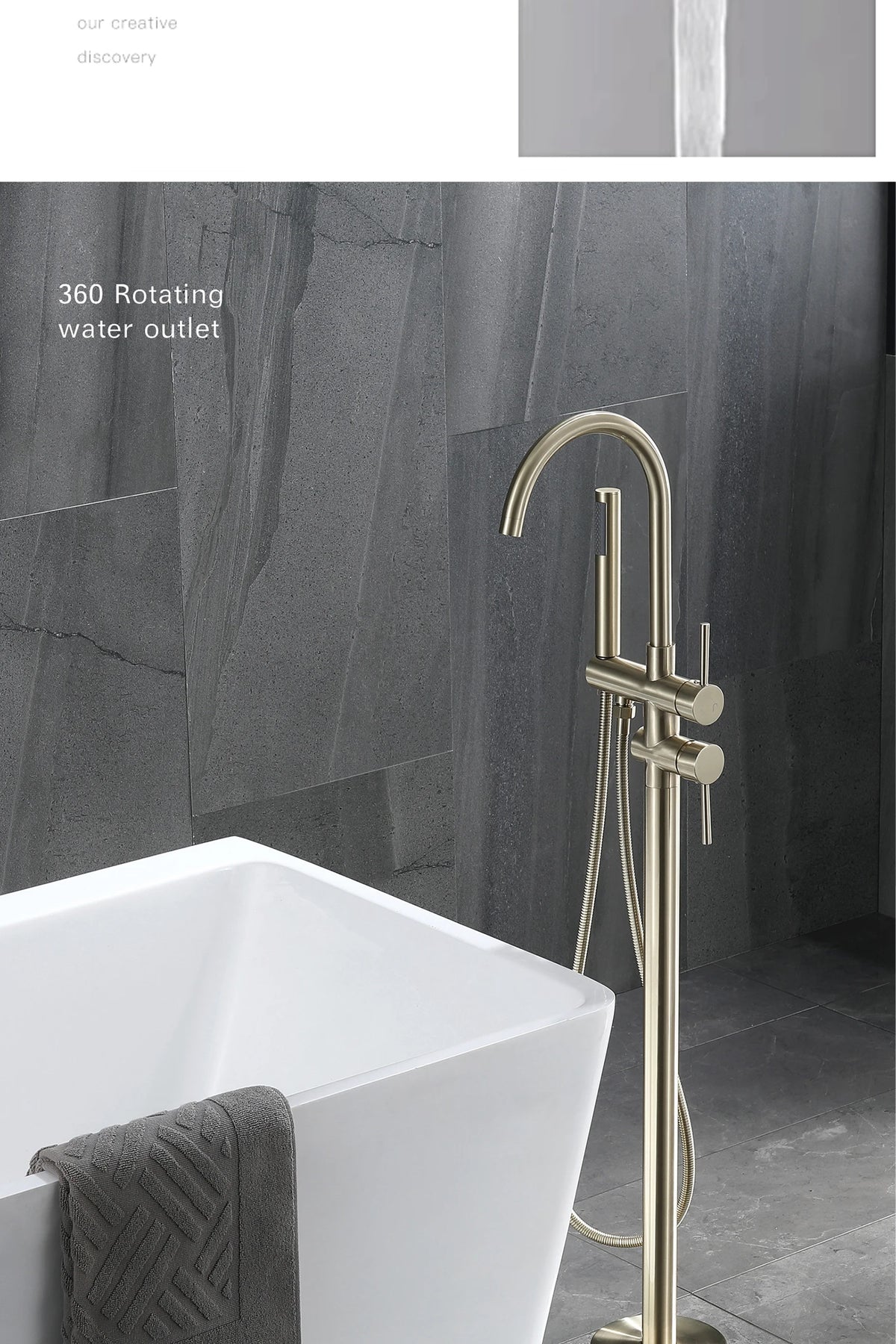 Aitana Luxury Black Brass Bathroom Faucet Floor Standing