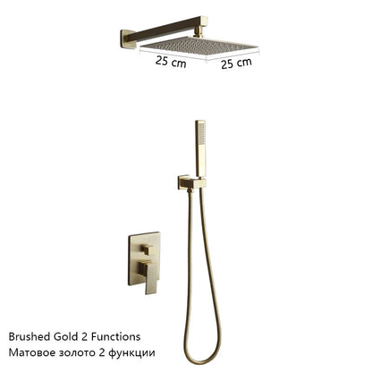 Luxury Brushed Gold/Black/Silver/Grey Hidden Bathroom Shower