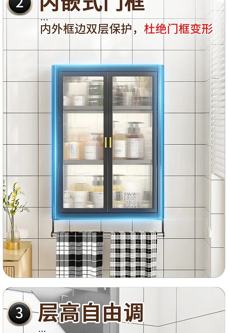 Modern Wall Mounted Bathroom Cabinet White Waterproof Storage