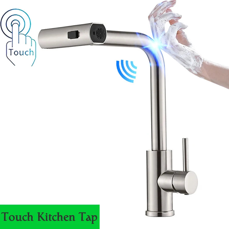 Touch Waterfall Faucet Brushed Gold Cold Pull Out