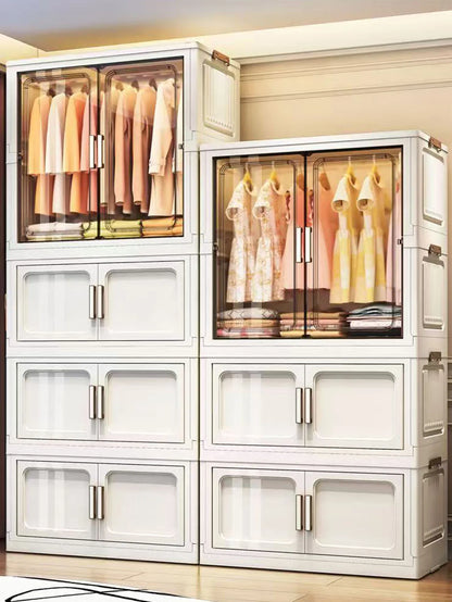 Multi-Functional Folding Storage Cabinet Doors White/Black/Gray