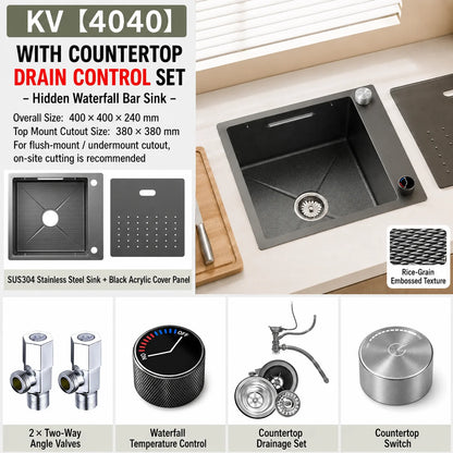 Modern Luxury Waterfall Sink Sus304 Stainless Steel Hidden