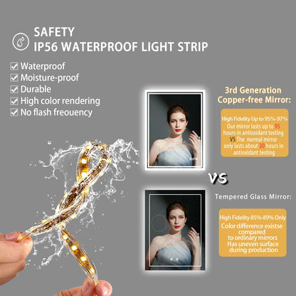 Led Backlit Mirror Bathroom Vanity Lights Anti-Fog Dimmable