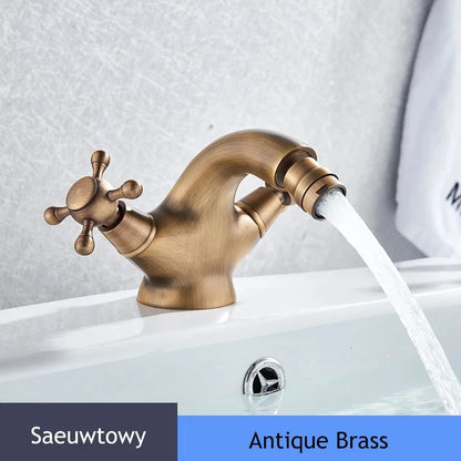 Deck Install Antique Brass Basin Faucet Bathroom Basin
