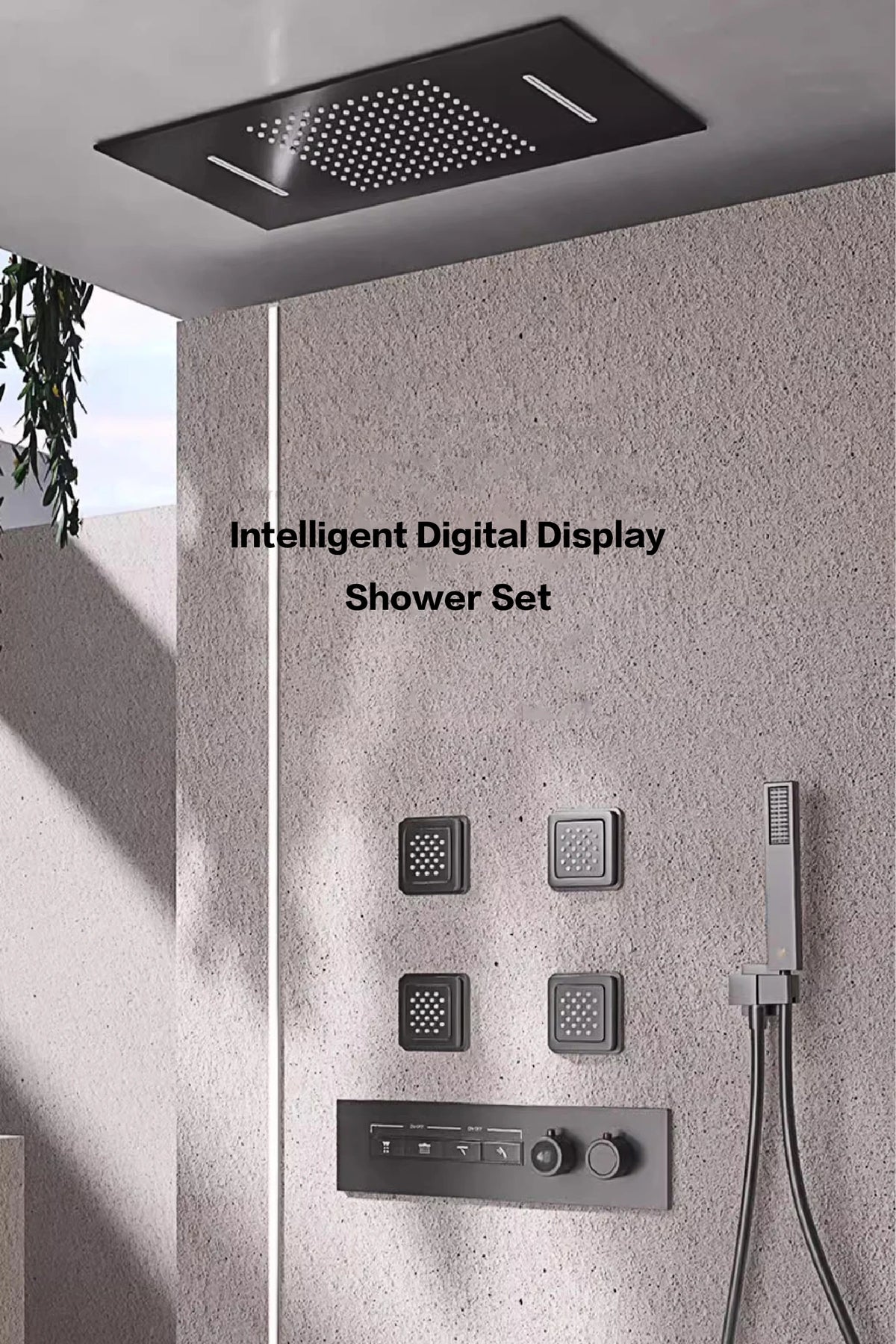 Luxury Gun Gray Brass Shower System Ceiling Design
