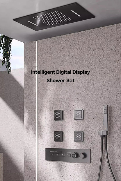 Luxury Gun Gray Brass Shower System Ceiling Design