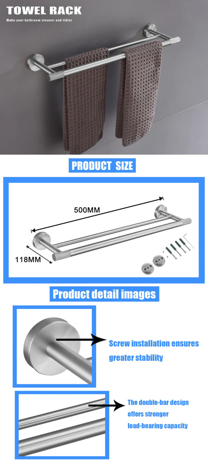 Brushed Nickel Bathroom Wall Mount Bath Shelf Robe