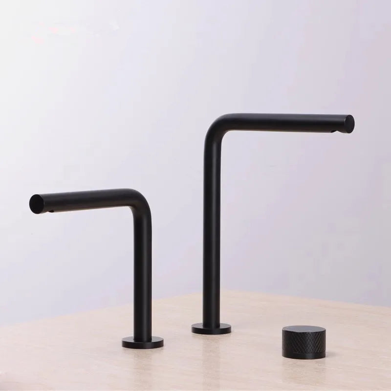 Brushed Gold Bathroom Faucet Two Holes Gun Grey