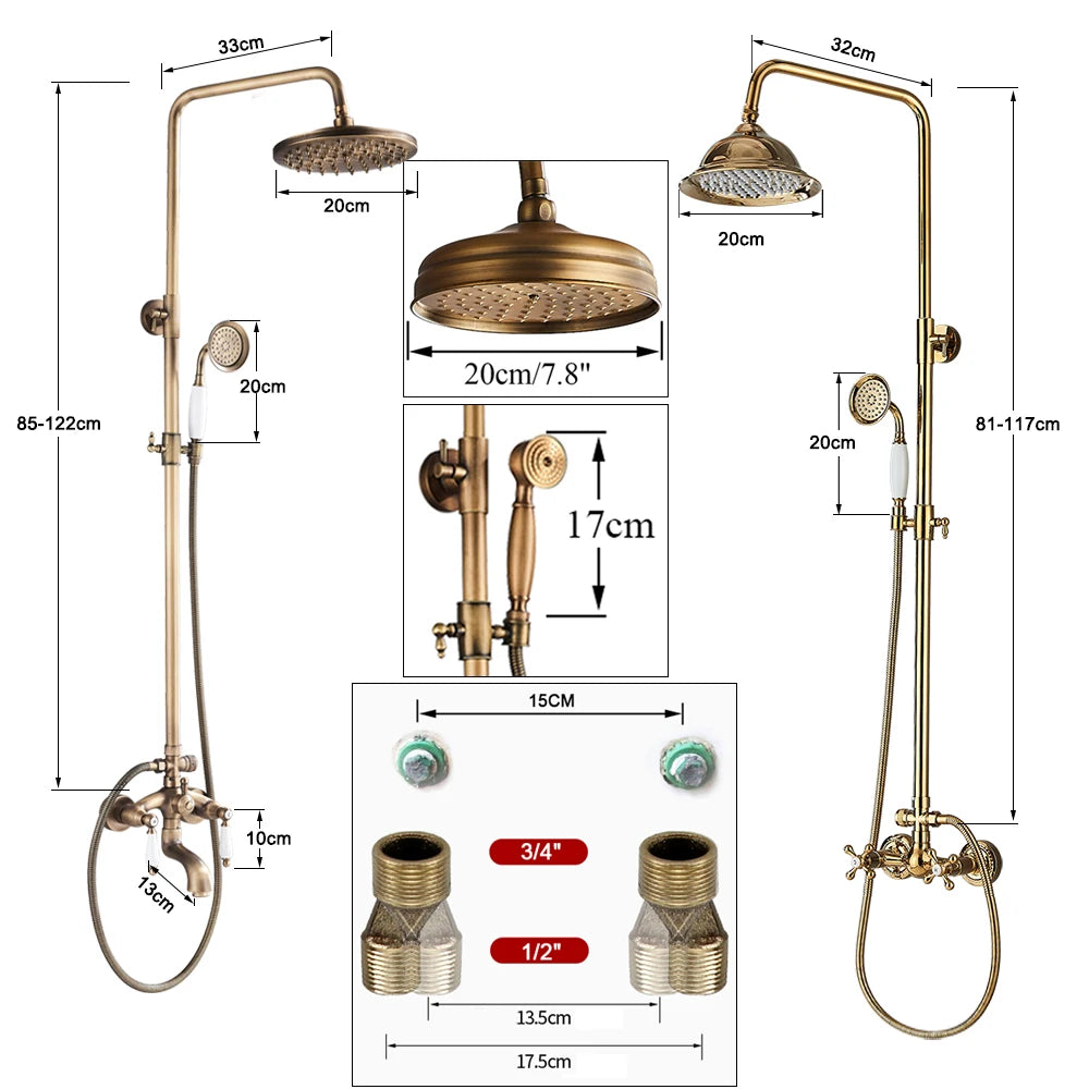 Golden Shower Bathroom Bath Shower Faucet Brass Swivel