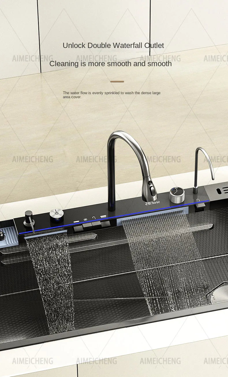 Digital Fly Rain Waterfall Sink Embossed Nano 304