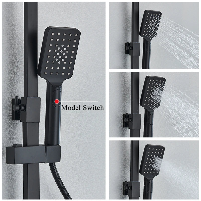Black Smart Thermostatic Shower Faucet Bathroom Intelligent