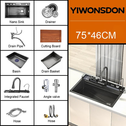 Nano Black Sink Large Slot Integrated Digital Display