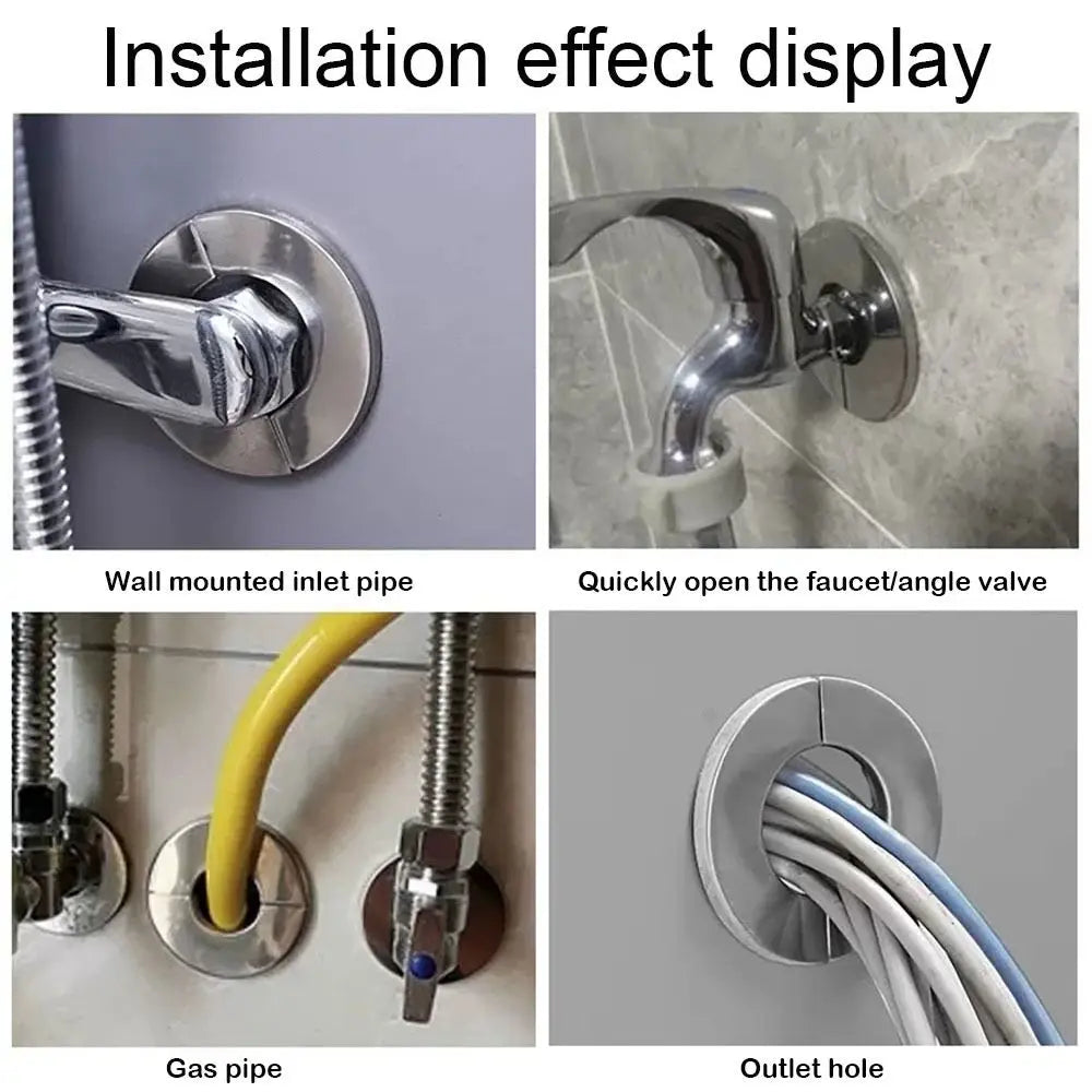 Useful Self-Adhesive Shower Faucet Cover Stainless Steel Silver