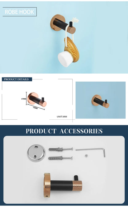 Rose Gold &Black Wall Mount Shelf Toilet Bath