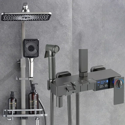 Brushed Gold Piano Digital Shower System Cold Brass