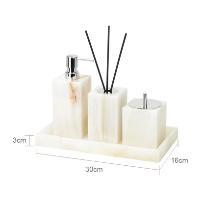 White Onyx Natural Marble Bathroom Luxury Soap Dispenser