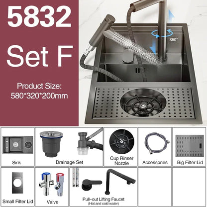 Asras Nano Black Small Size Sink Cup Washer