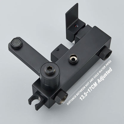 Black Brass Shower Faucet Rainfall Bathtub Tap Bathroom