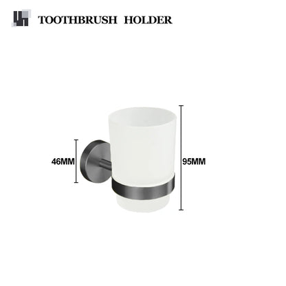 Grey Bathroom Hardware Kit Stainless Steel Round Wall