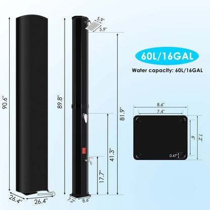 60l Freestanding Outdoor Solar Heated Shower Outdoor Pool
