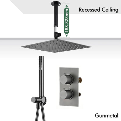 Bathroom Faucet Dial Way Brushed Gold Thermostat Shower