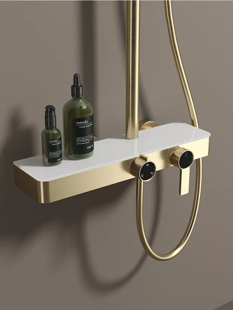 Brushed Gold Bathroom Shower Quality Brass Cold Bathroom