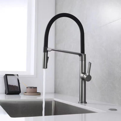 Gunmetal Rubber Faucet Mixer Rotation Pull Down Stream