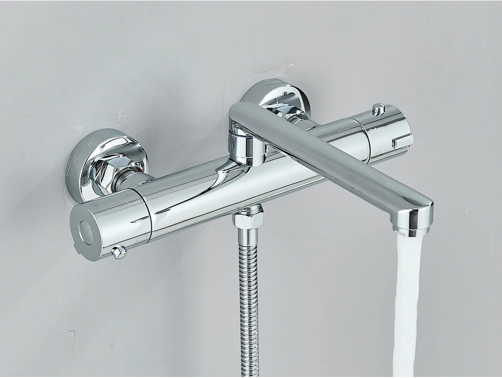 Chrome Black Bathtub Faucet Wall Mounted Thermostatic Shower