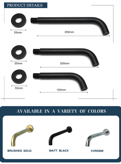 Brass Brushed Gold Mixer Faucet Wall-Mounted Round Square