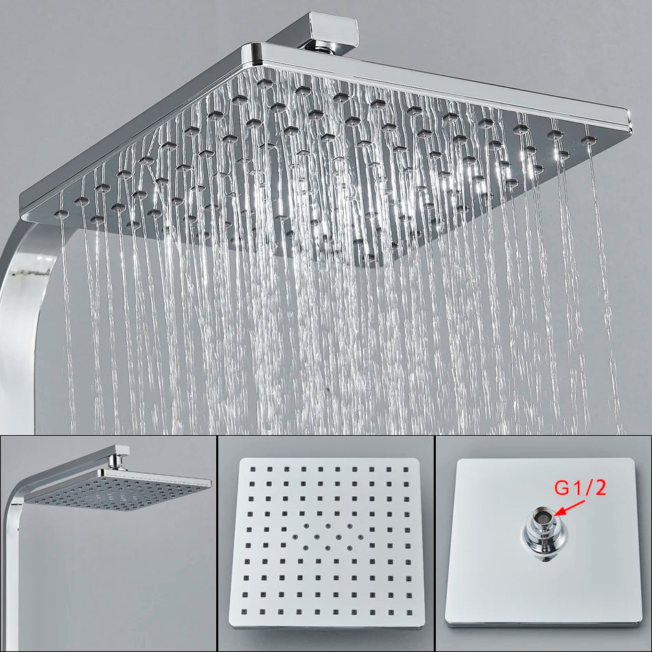 Bath Thermostatic Digital Display Shower Faucet Rain Shower