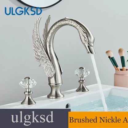 Golden Bathroom Faucet Swan/Bird Shape Basin Faucet Tap