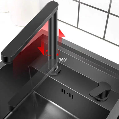 Nano Hidden Bar Sink Black Folding Faucet Mini