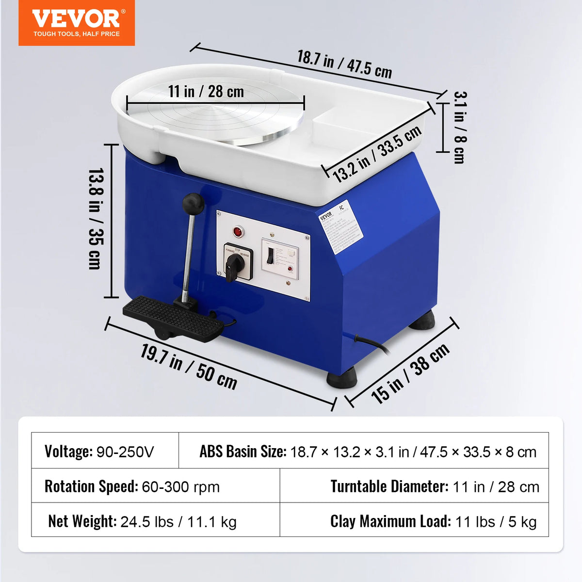 Succebuy 11in Pottery Wheel Ceramic Forming Machine Adjustable