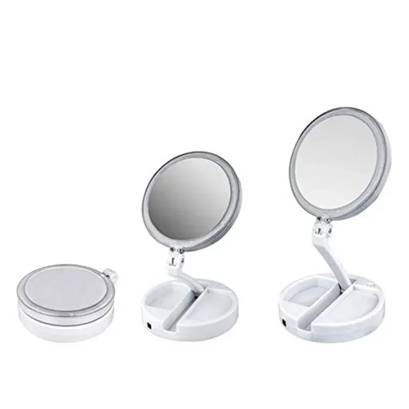 Makeup Mirror Light White Led Folding Rotating 10x