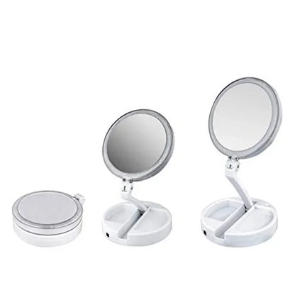 Makeup Mirror Light White Led Folding Rotating 10x