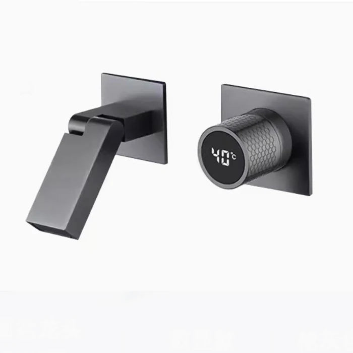 Gunmetal Gray Wall Mount Faucet Cold Washbasin Basin