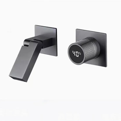 Gunmetal Gray Wall Mount Faucet Cold Washbasin Basin