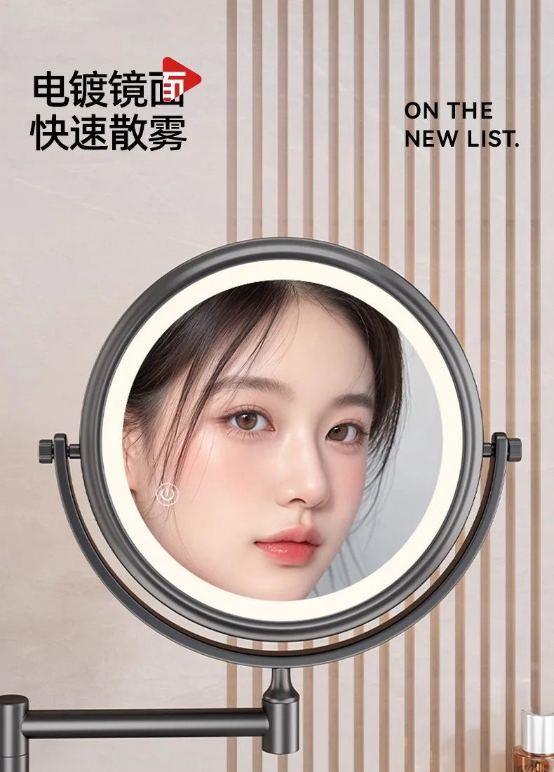 Rotatable Led Light Suction Cup Makeup Wall Mirror