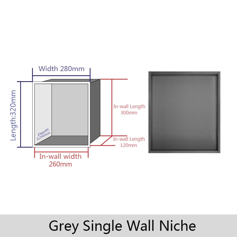 Stainless Steel Recessed Wall Niche Black Gold Bathroom