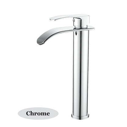 Tall Short Brass Waterfall Faucet Bathroom Sink Faucet