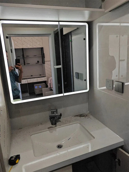 Arc-Shaped Smart Bathroom Mirror Cabinet Wall-Mounted Bathroom
