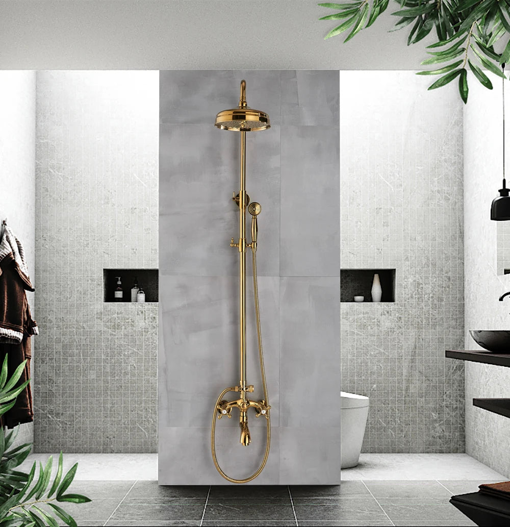 Golden Shower Bathroom Bath Shower Faucet Brass Swivel