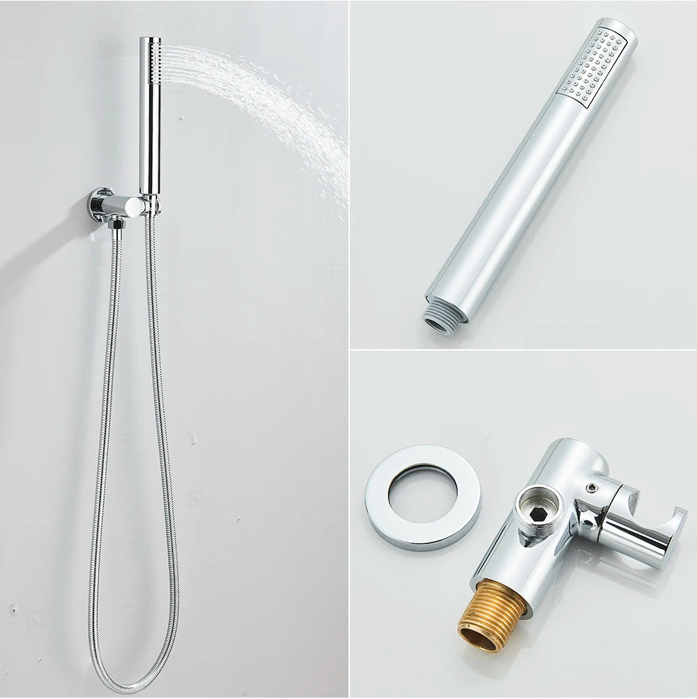 Brushed Gold Handheld Shower Bathroom Shower Faucet &