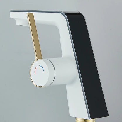 White Display Screen Bathroom Basin Sink Faucet 2-Ways