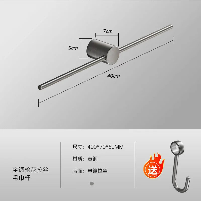 Bathroom Towel Rack Brass Wall-Mounted Toilet Space White