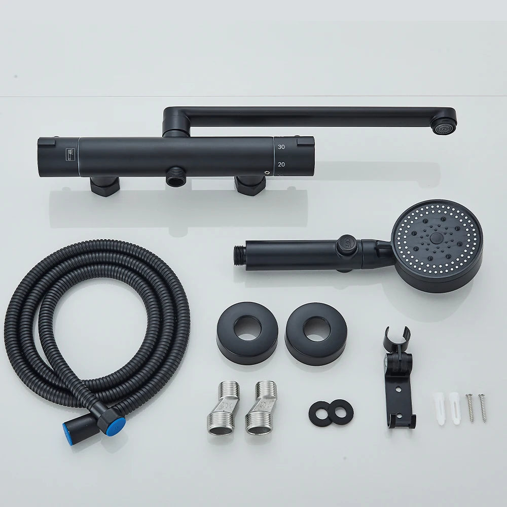 Thermostatic Shower Faucet Bathroom Black Mixertap Thermostat